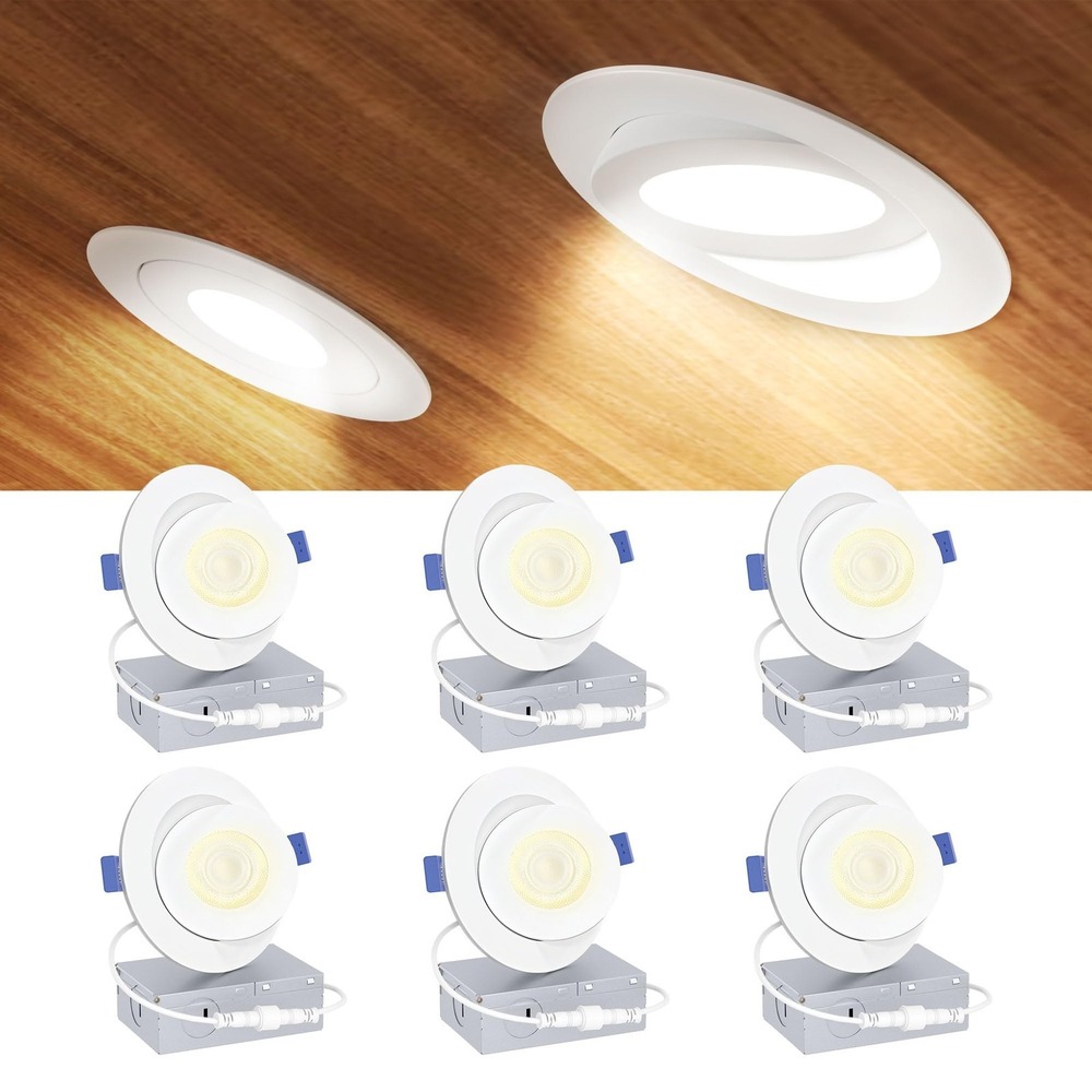 Ensenior 4 Inch LED Gimbal Recessed Light 5CCT 9W 900LM Dimmable 6 Pack White